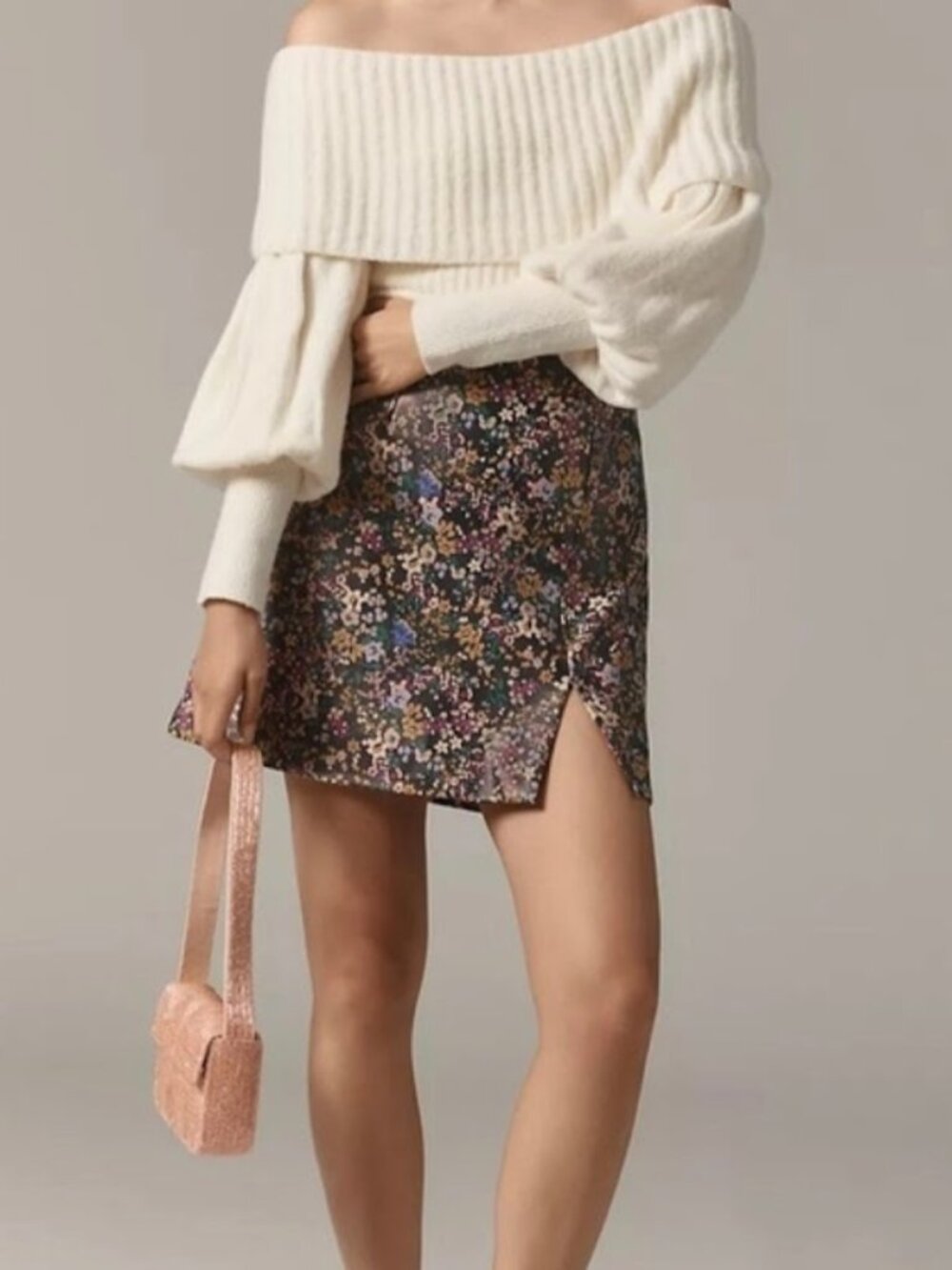 Maeve Faux-Leather Side-Slit Micro Mini Skirt Floral – Anthropologie Size 6 NWT